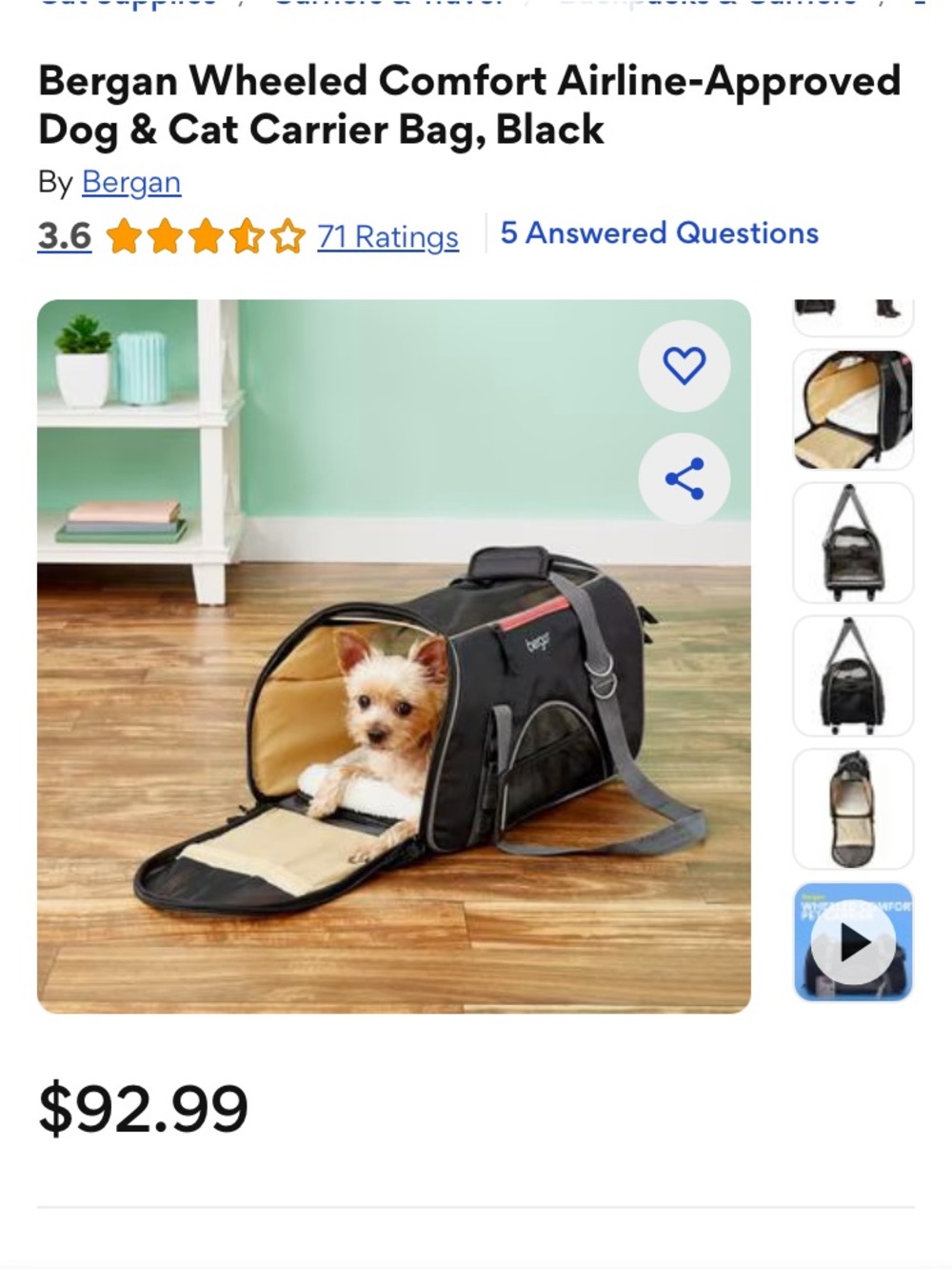 Small Pet Carrier Bag in Black and Beige